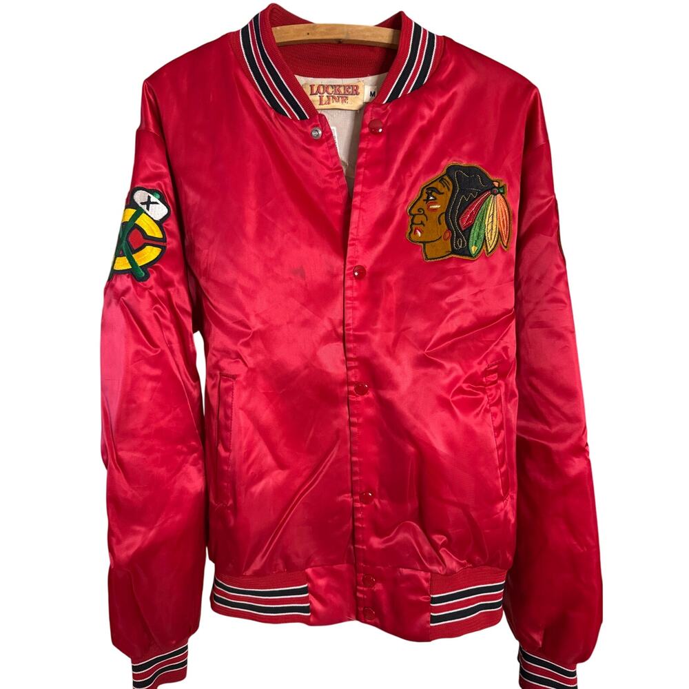 Vintage Chicago Blackhawks Satin Bomber Jacket
